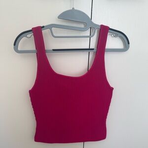 Babaton Ribbed Pink Crop Tank Top NWT Medium